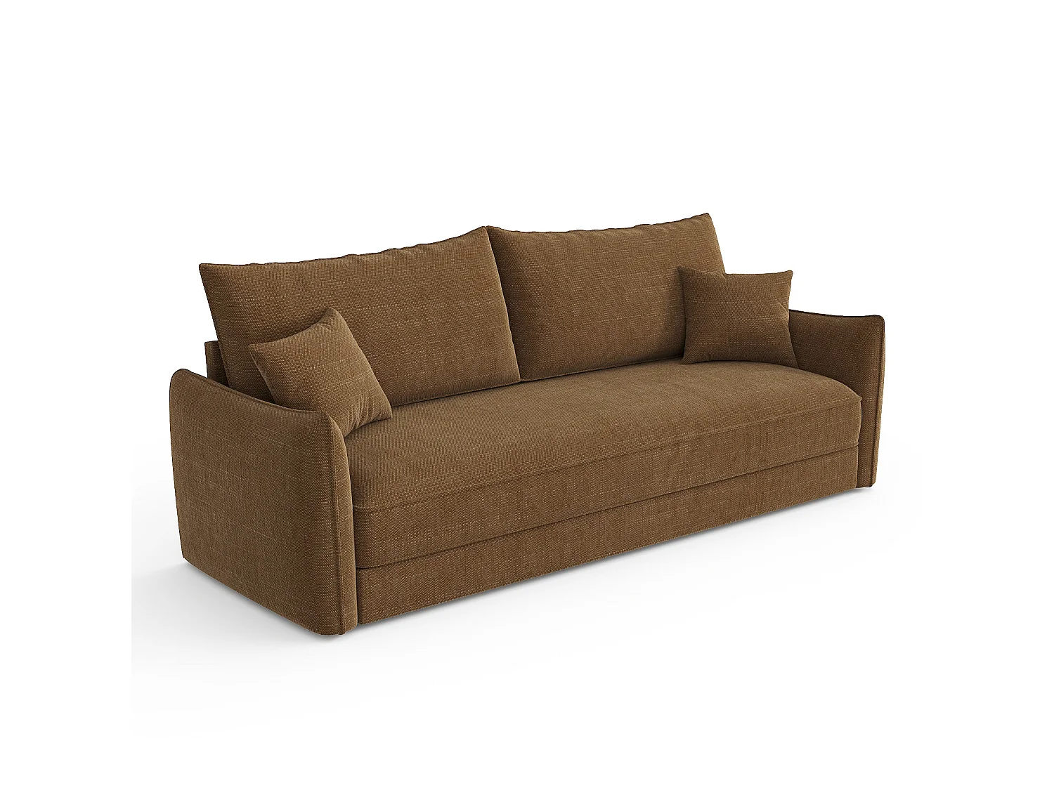 Canapé convertible express 3 places en coton marron PLUME 213cm