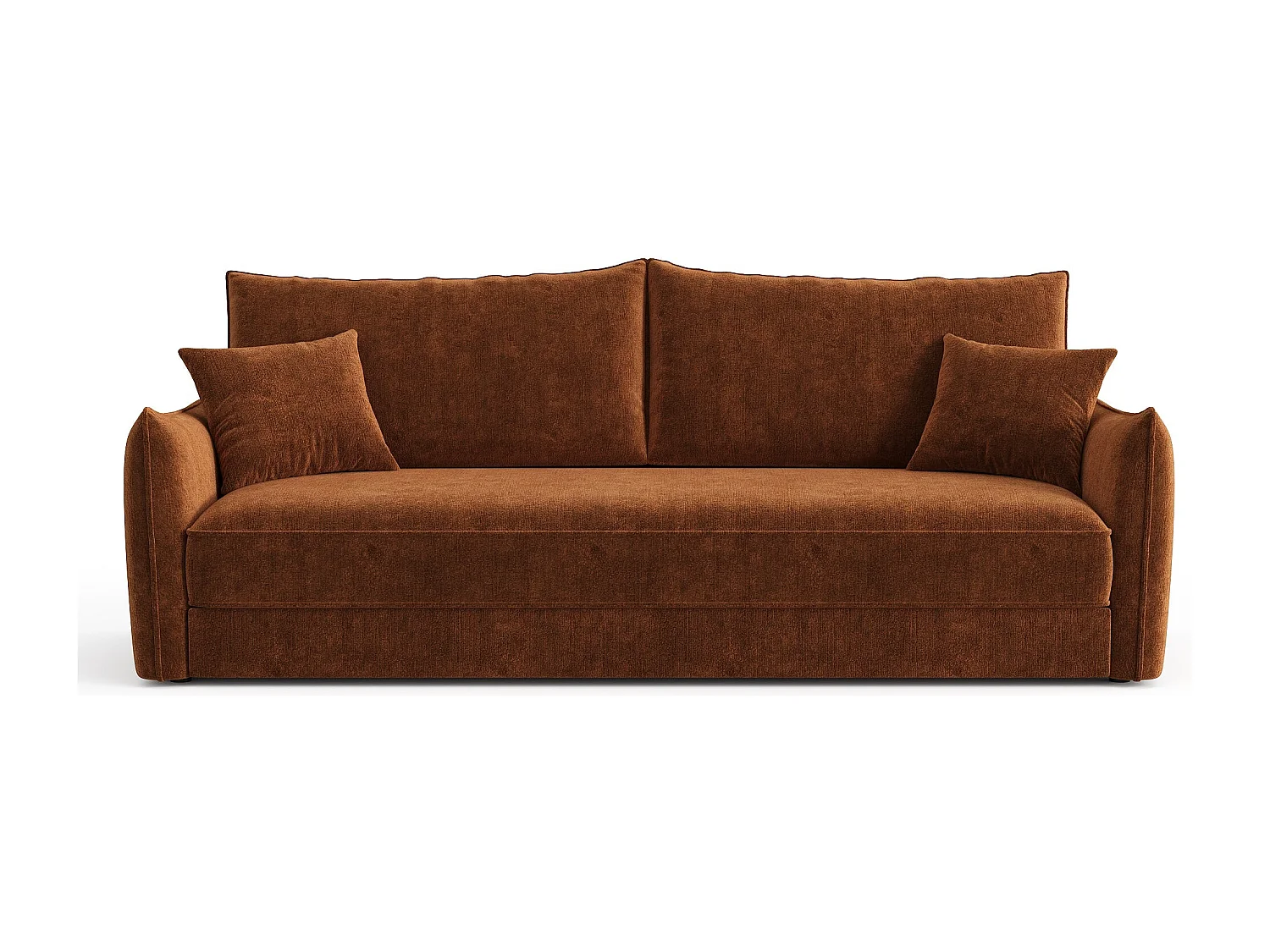 Canapé convertible 3 places velours texturé terracotta 213cm PLUME