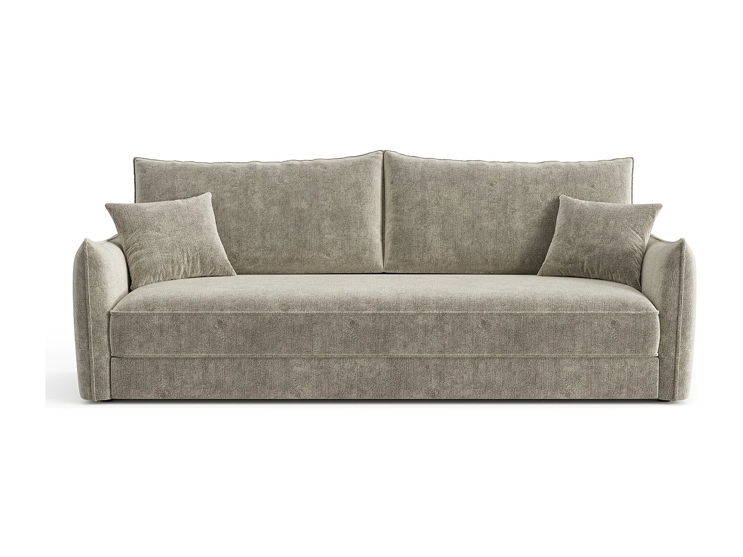 Canapé convertible 3 places velours texturé taupe 213cm PLUME