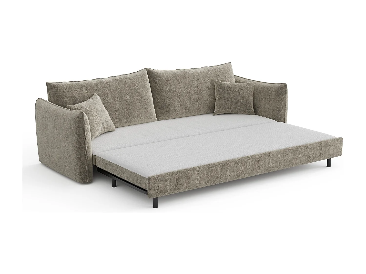 Canapé convertible 3 places velours texturé taupe 213cm PLUME