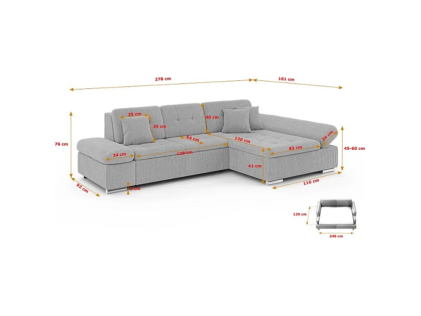 Canapé d'angle convertible + coffre ALRI