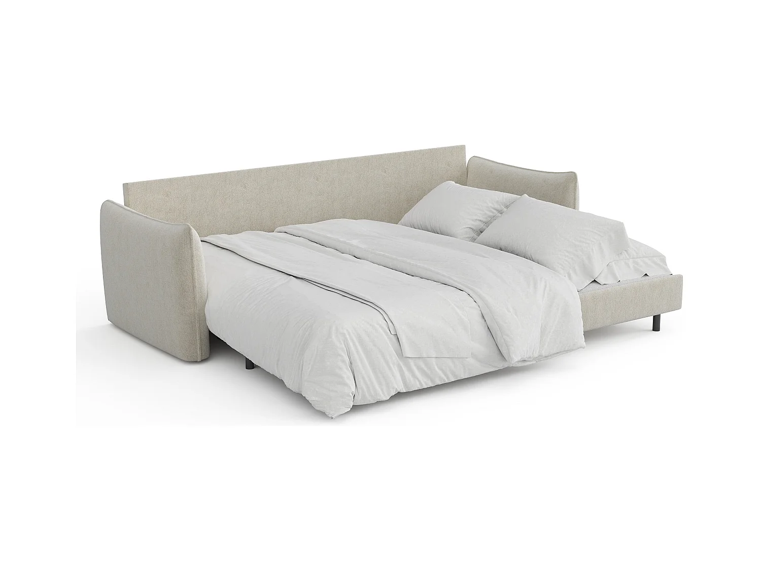 Canapé convertible 3 places velours texturé crème 213cm PLUME