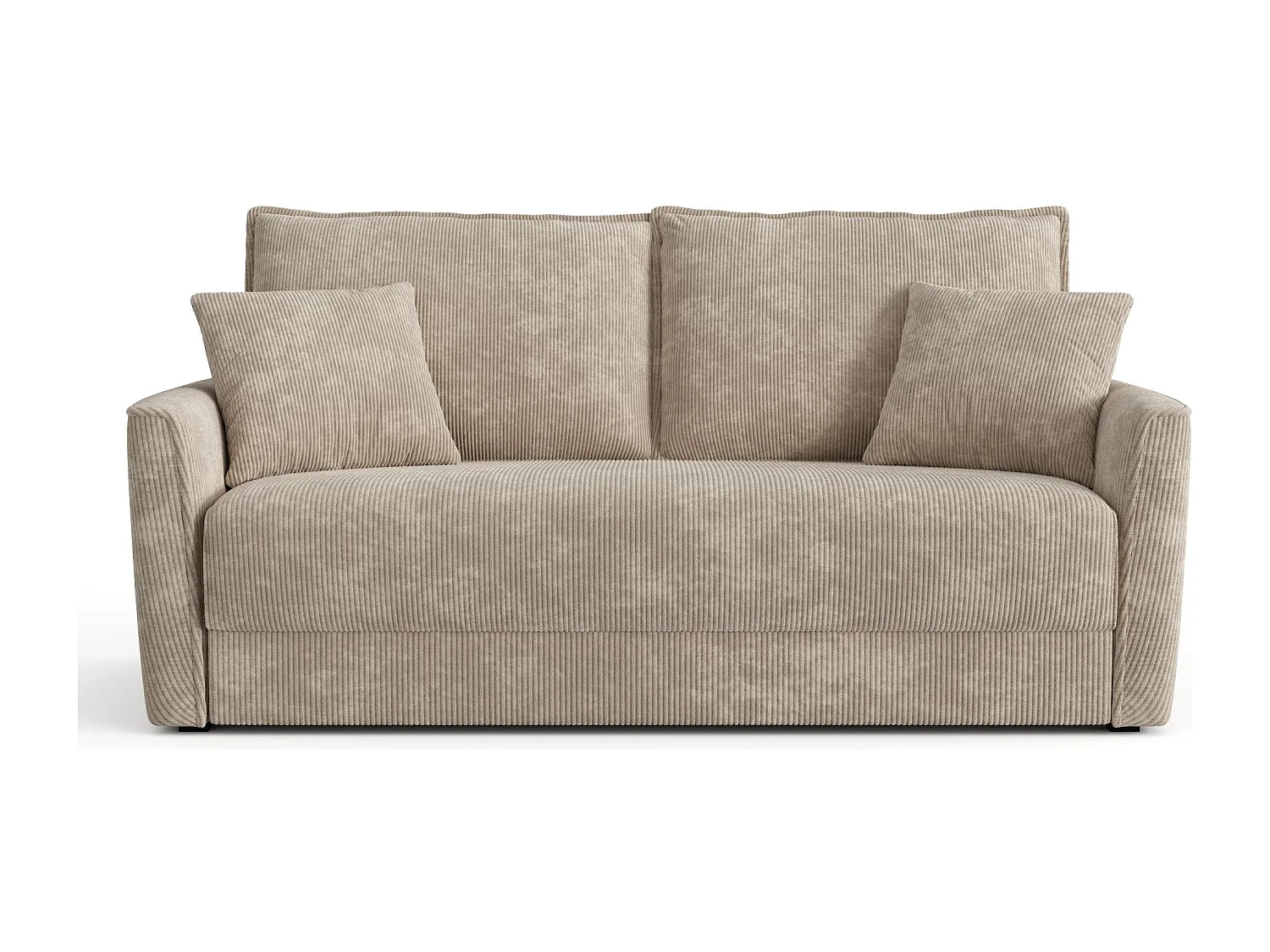 Canapé convertible 3 places velours côtelé taupe 180cm LUXO