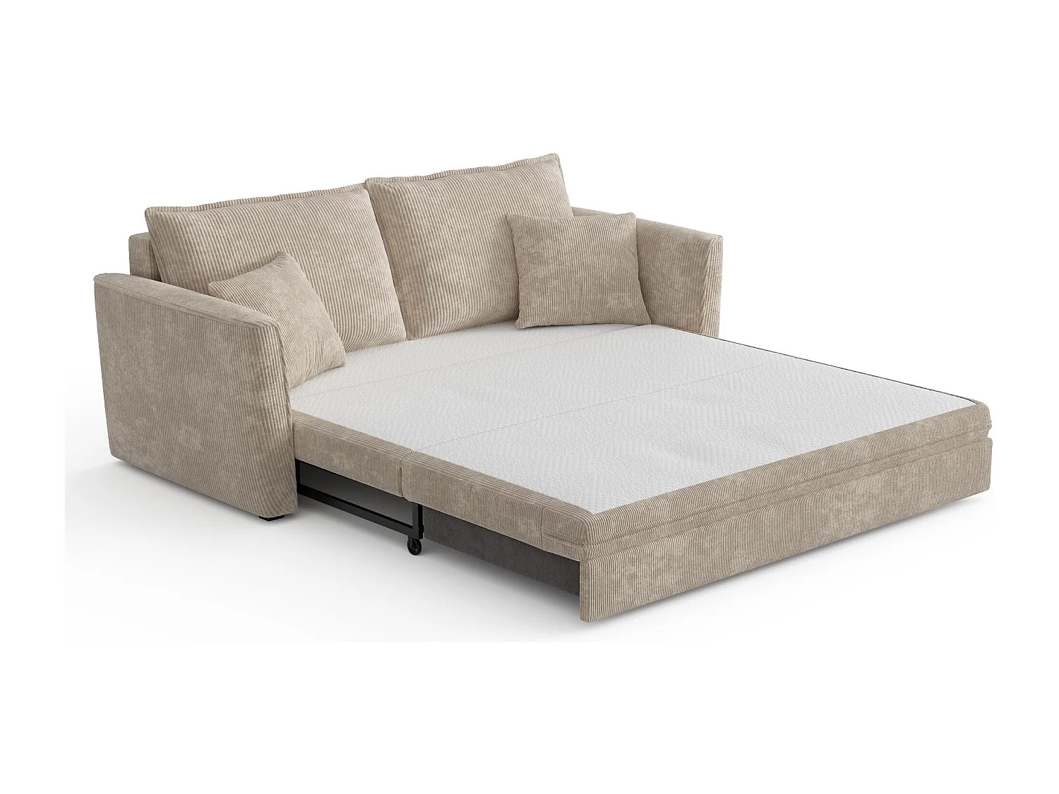 Canapé convertible 3 places velours côtelé taupe 180cm LUXO