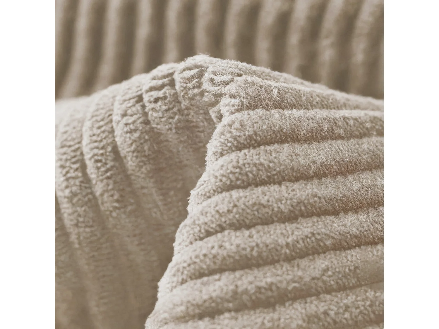 Canapé convertible 3 places velours côtelé taupe 180cm LUXO