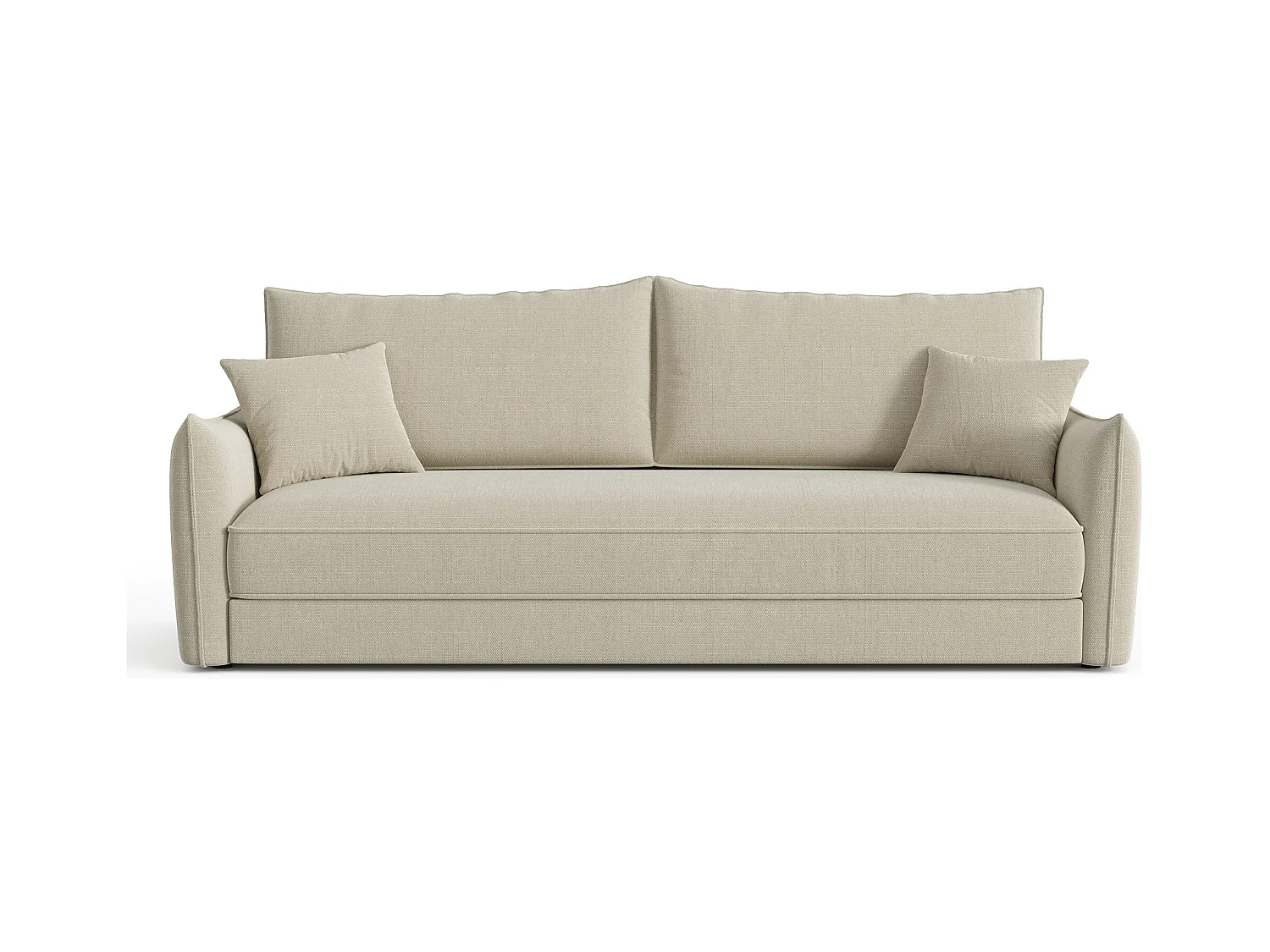 Canapé convertible 3 places tissu tramé beige 213cm PLUME