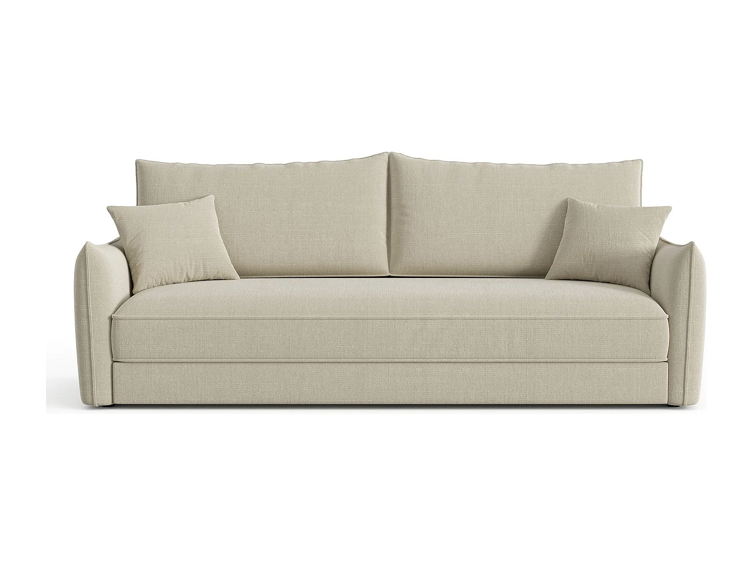 Canapé convertible 3 places tissu tramé beige 213cm PLUME