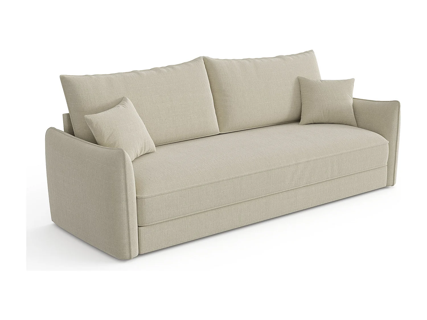 Canapé convertible 3 places tissu tramé beige 213cm PLUME