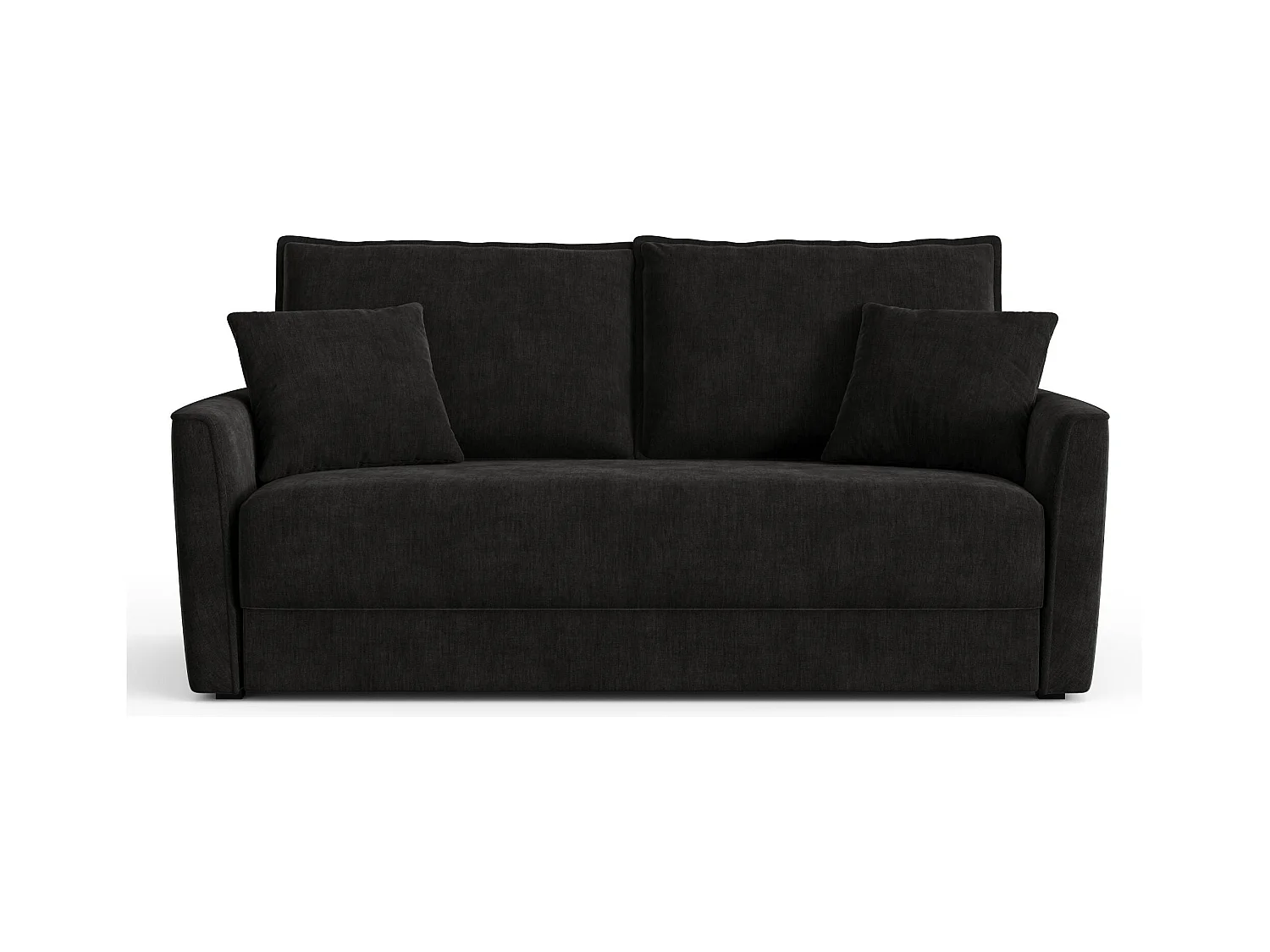 Canapé convertible 3 places tissu tramé touché doux noir 180cm LUXO