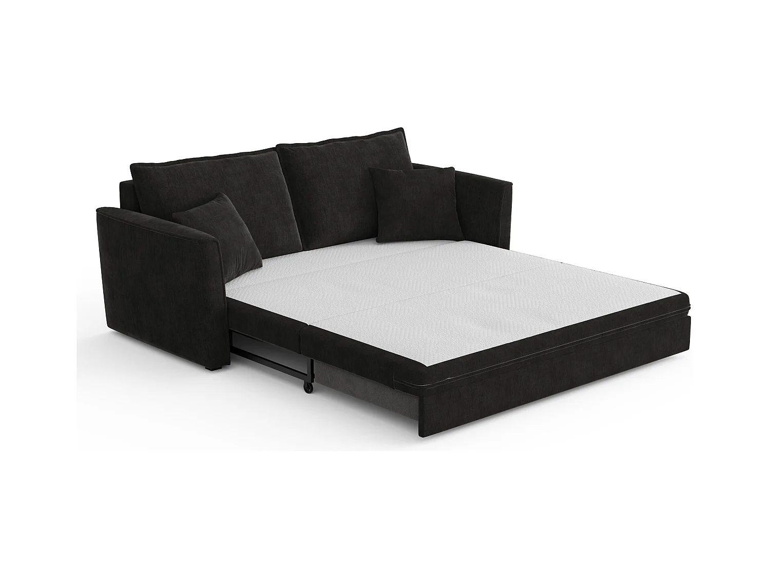 Canapé convertible 3 places tissu tramé touché doux noir 180cm LUXO