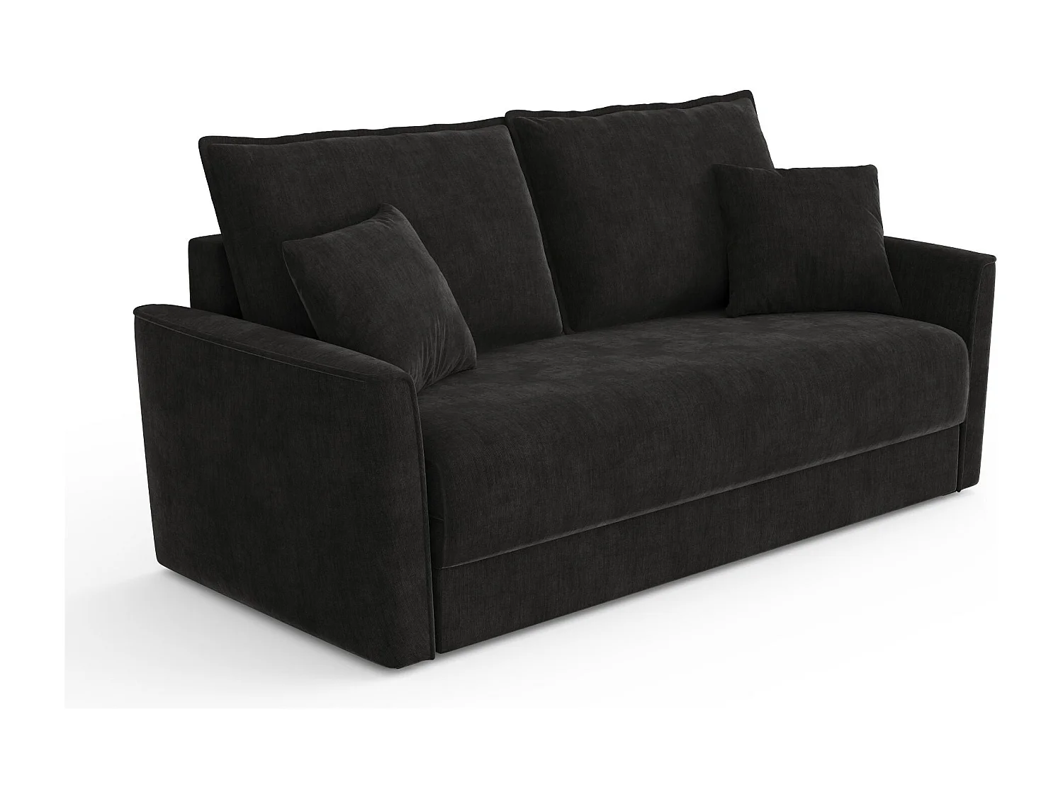 Canapé convertible 3 places tissu tramé touché doux noir 180cm LUXO