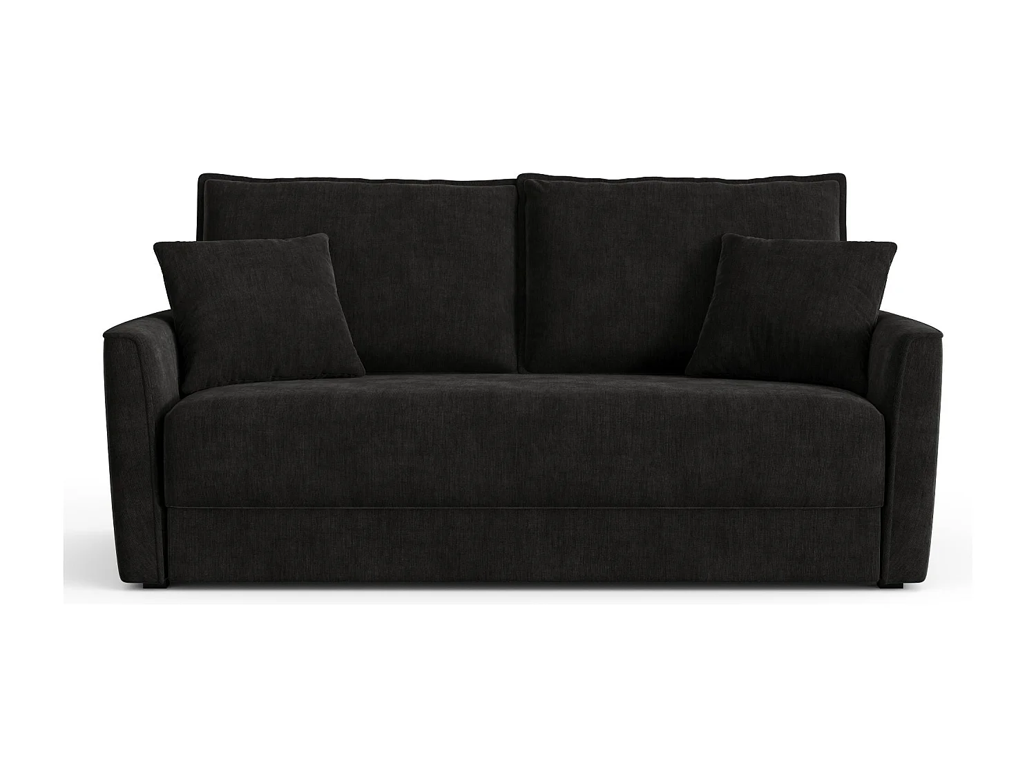 Canapé convertible 3 places LUXO en tissu tramé toucher doux noir