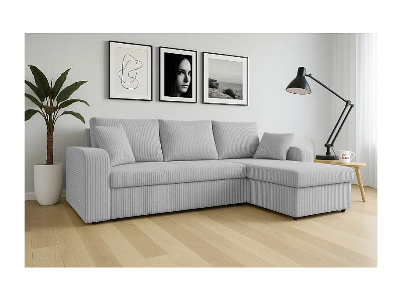 Canapé d'angle convertible HELLIA en velours côtelé