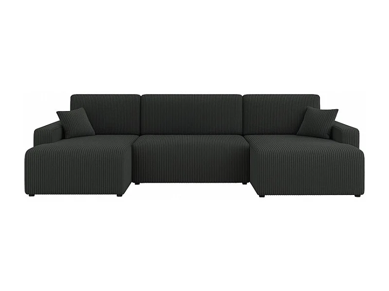 Canapé d'angle panoramique PIANI en U en velours côtelé