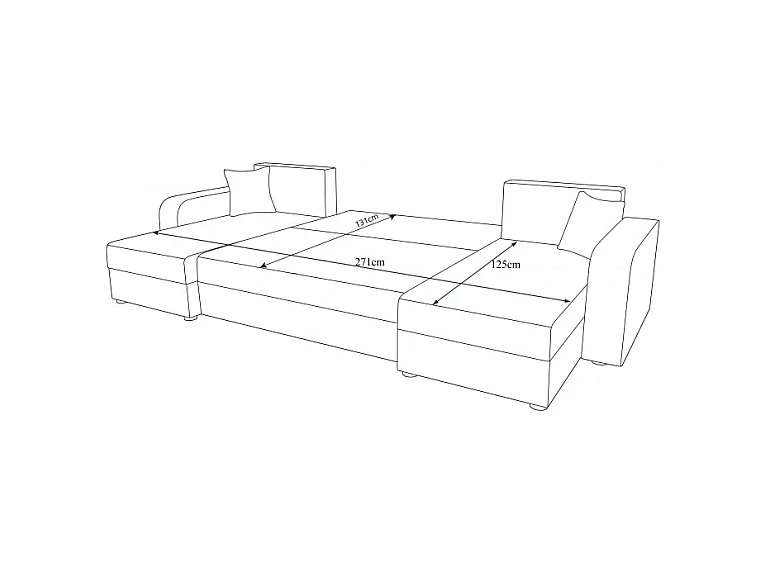 Canapé d'angle panoramique convertible HELLIA U en velours côtelé