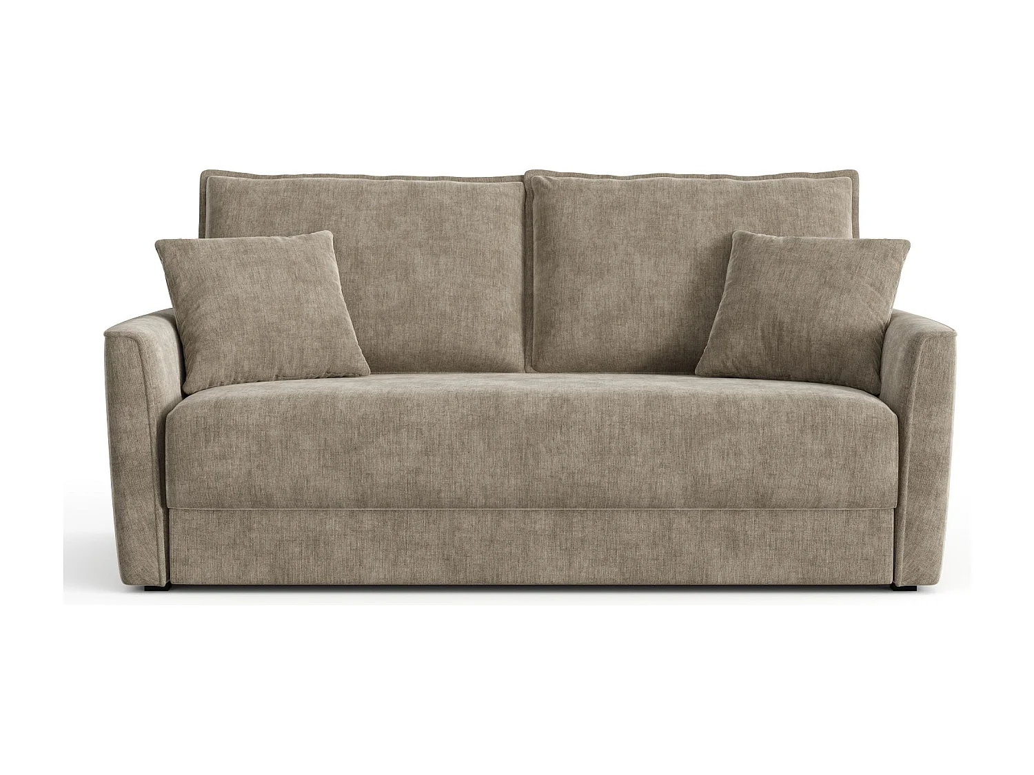 Canapé convertible 3 places tissu tramé touché doux taupe 180cm LUXO