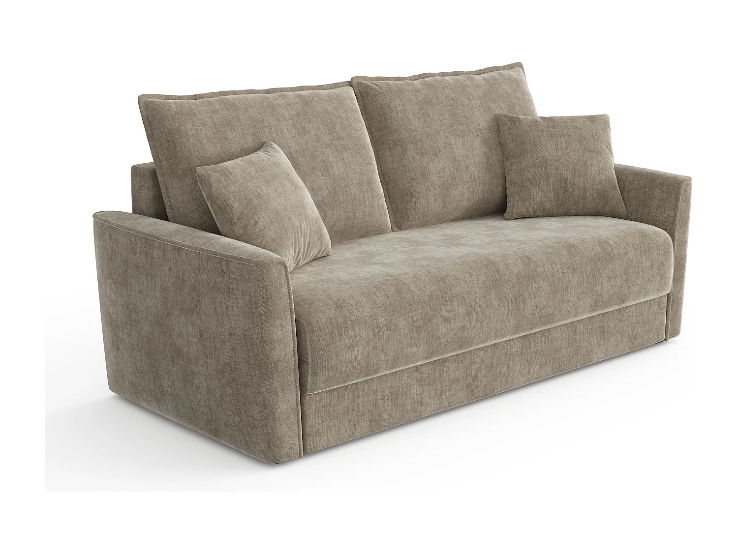 Canapé convertible 3 places tissu tramé touché doux taupe 180cm LUXO