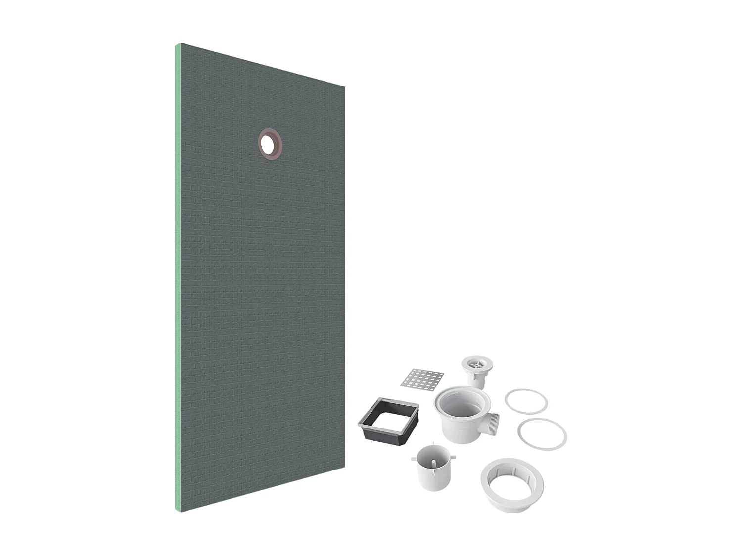 AICA Tegelbare douchevloer van geëxtrudeerd polystyreen – 90 x 160 x 4 cm – op maat inkortbaar – met doucheafvoer