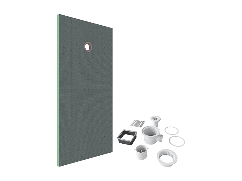 AICA Tegelbare douchevloer van geëxtrudeerd polystyreen – 90 x 160 x 4 cm – op maat inkortbaar – met doucheafvoer