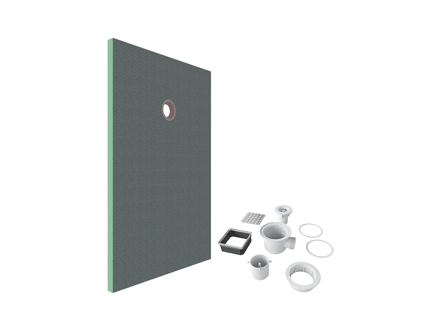 AICA Receveur à carreler en polystyrène - 90 x 120 x 4 cm - recoupable sur mesure - avec bonde de receveur