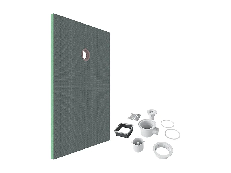 AICA Receveur à carreler en polystyrène - 90 x 140 x 4 cm - recoupable sur mesure - avec bonde de receveur