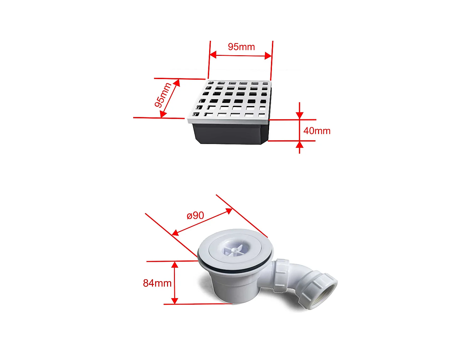 AICA Receveur à carreler en polystyrène - 90 x 140 x 4 cm - recoupable sur mesure - avec bonde de receveur