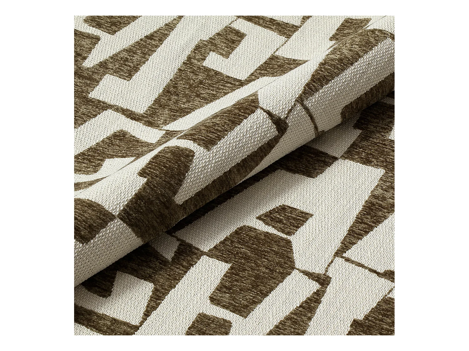 Fauteuil de salon pivotant tissu texturé à motif kaki JENA