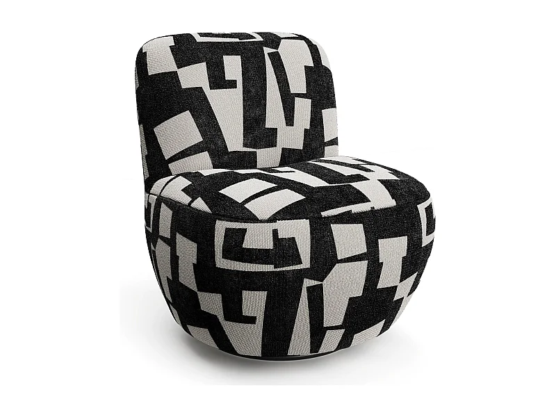 Fauteuil de salon pivotant tissu texturé à motif anthracite foncé JENA