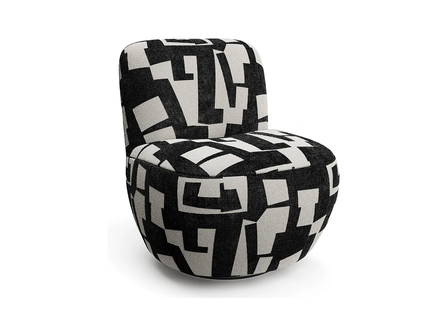 Fauteuil de salon pivotant tissu texturé à motif anthracite foncé JENA