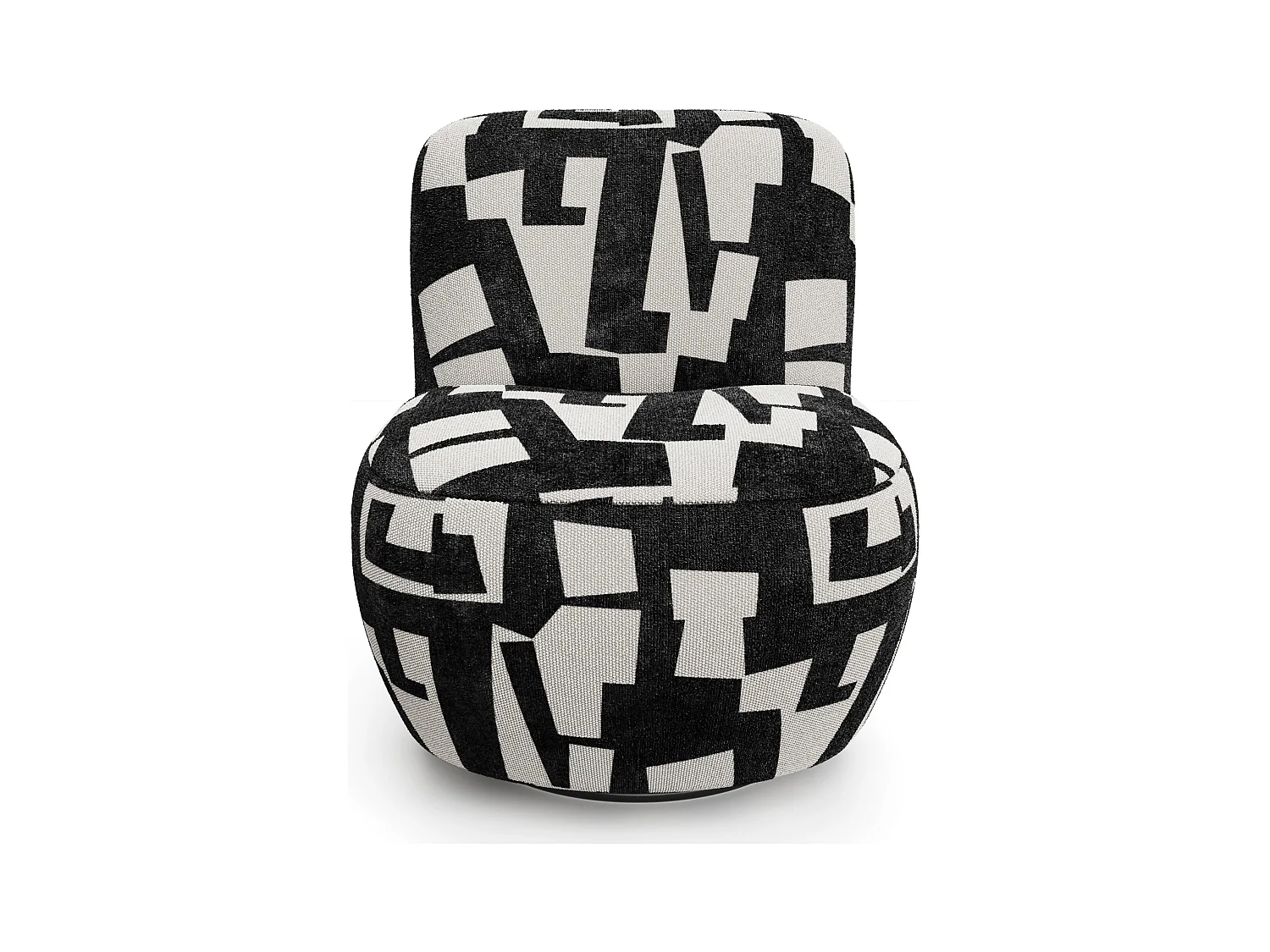 Fauteuil de salon pivotant tissu texturé à motif anthracite foncé JENA