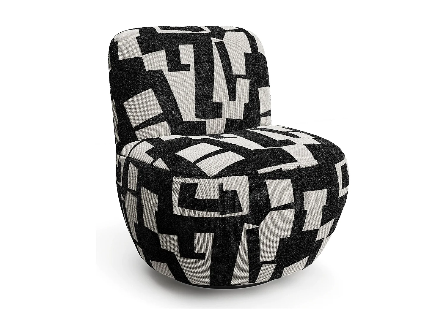 Fauteuil de salon pivotant JENA en tissu texturé à motif anthracite foncé 65x71cm