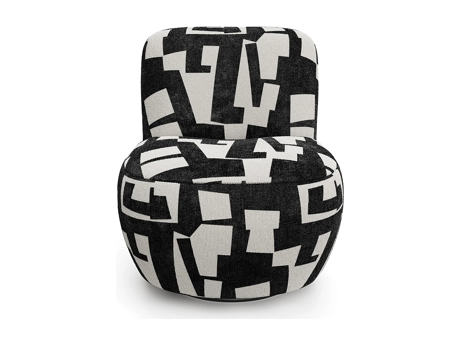 Fauteuil de salon pivotant JENA en tissu texturé à motif anthracite foncé 65x71cm