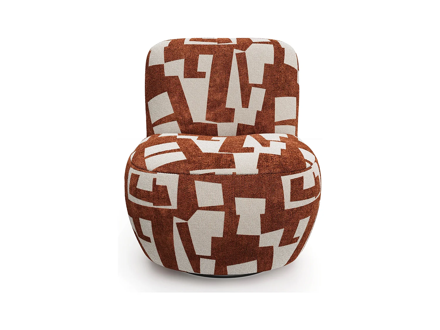 Fauteuil de salon pivotant tissu texturé à motif terracotta JENA