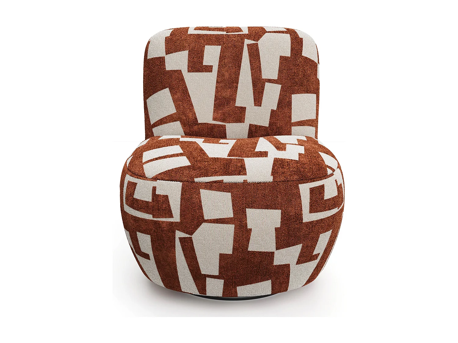 Fauteuil de salon pivotant tissu texturé à motif terracotta JENA