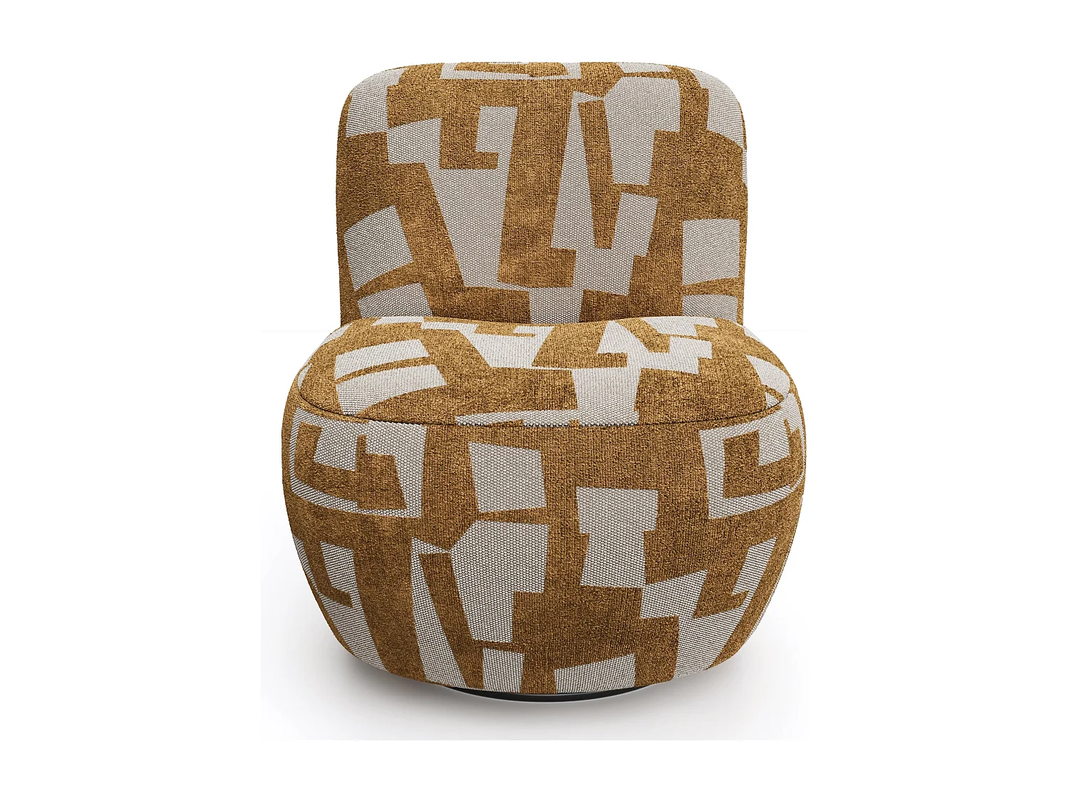 Fauteuil de salon pivotant JENA en tissu texturé à motif moutarde 65x71cm