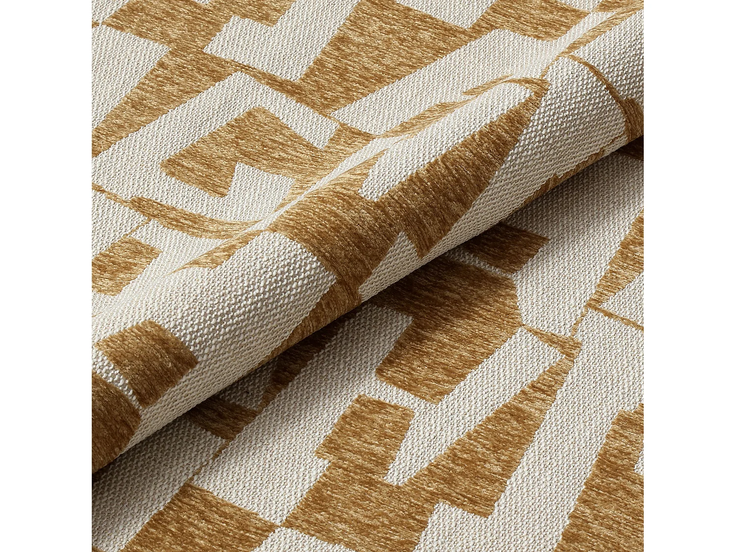 Fauteuil de salon pivotant JENA en tissu texturé à motif moutarde 65x71cm