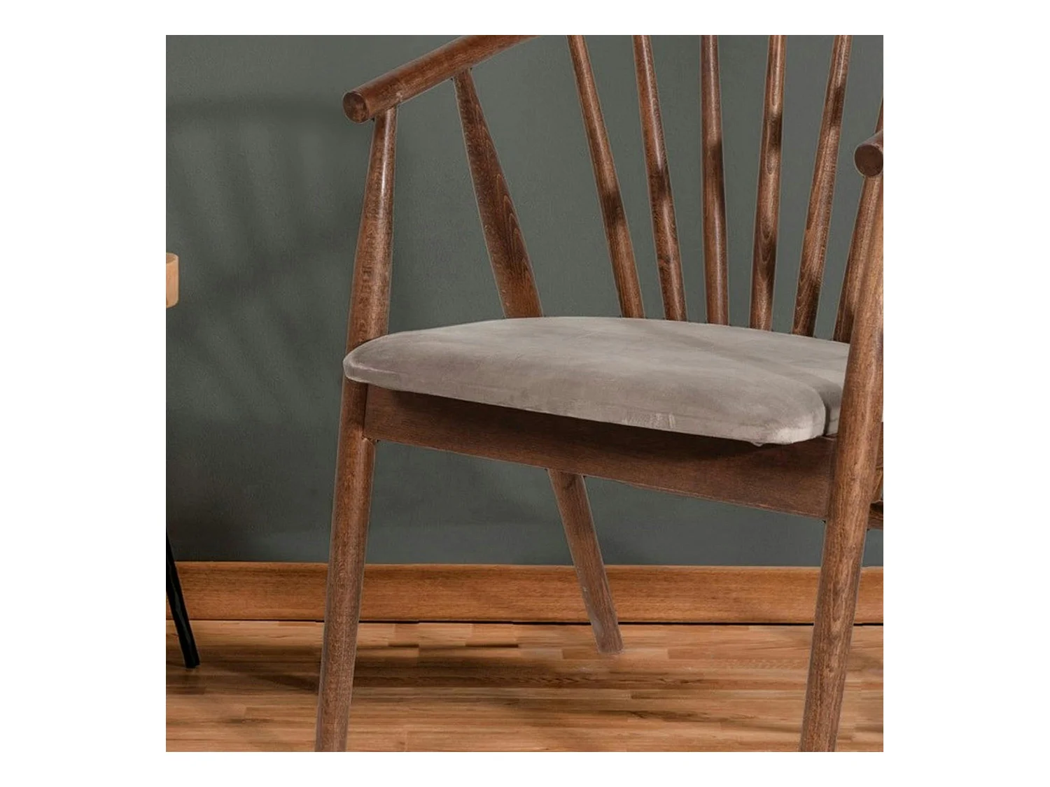 Chaise à barreaux - velours taupe TENA