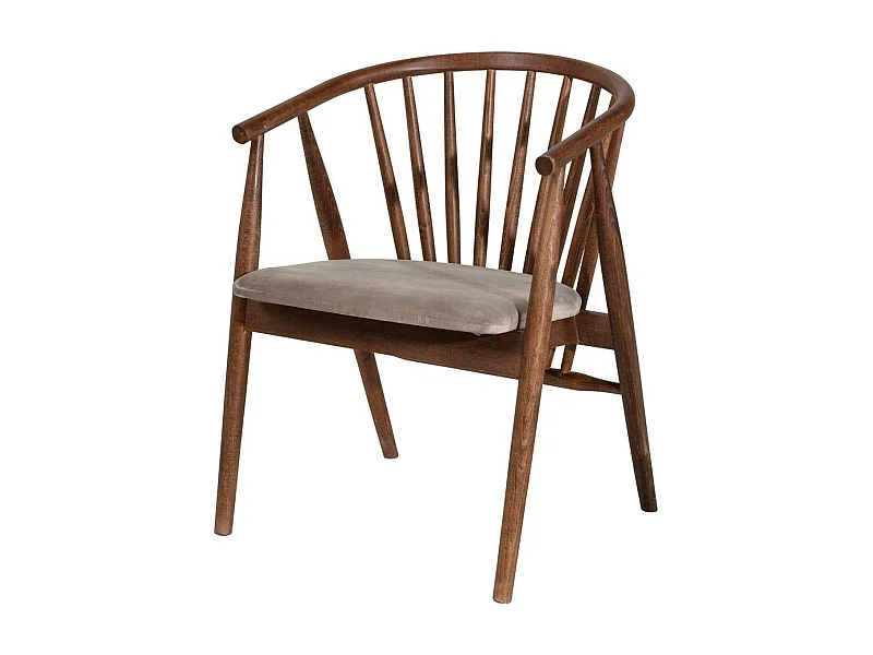 Chaise à barreaux - velours taupe TENA