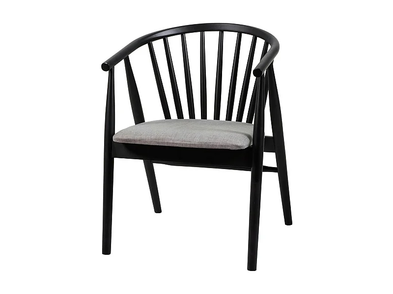 Chaise noire à barreaux - tissu gris TENA