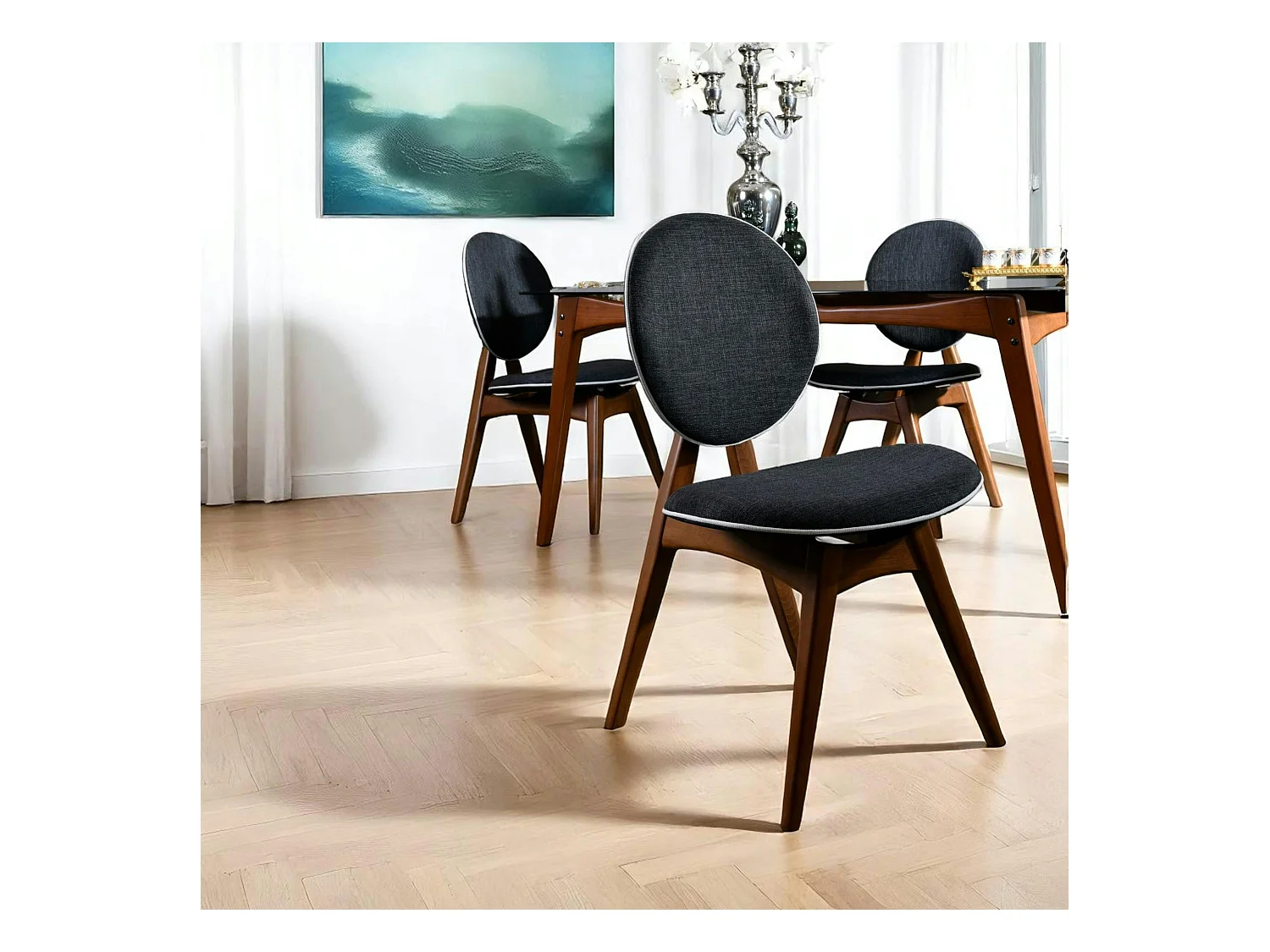 Chaise médaillon grise - style moderne (lot de 2) DILI