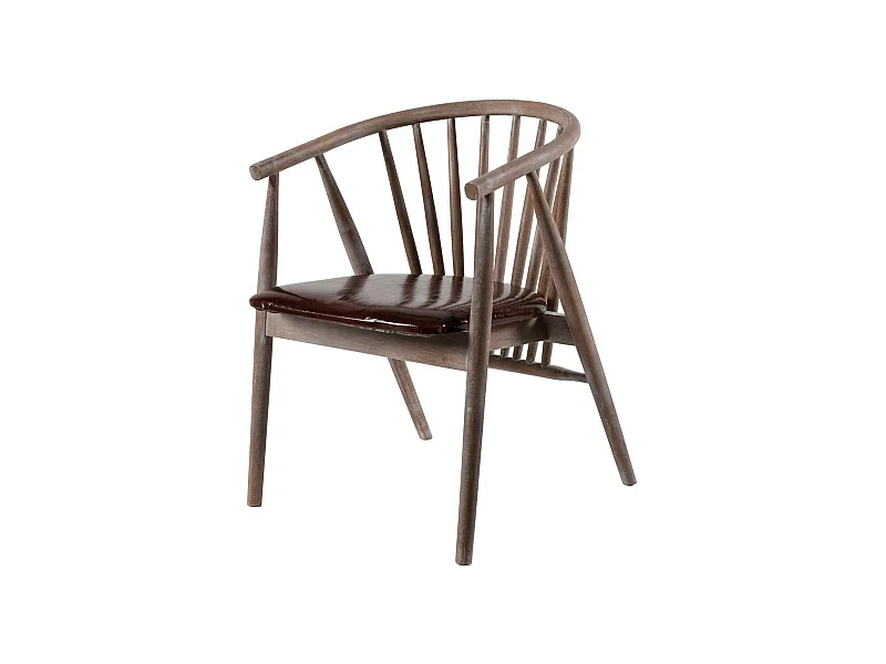 Chaise à barreaux en bois brun - assise assortie TENA