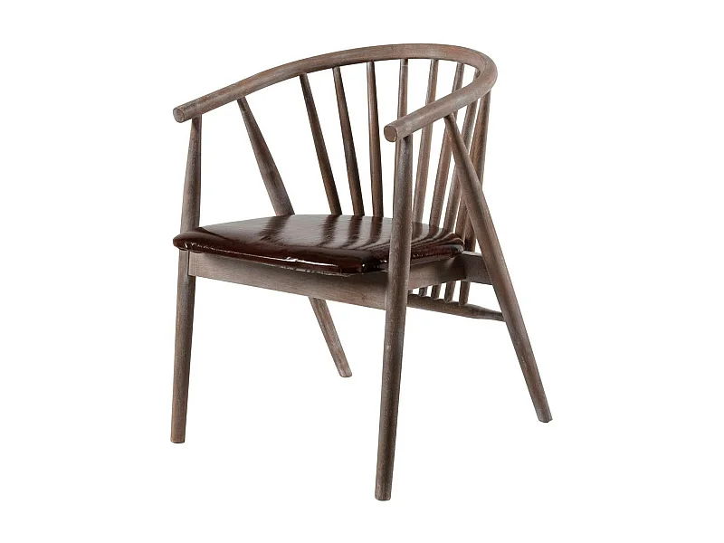 Chaise à barreaux en bois brun - assise assortie TENA