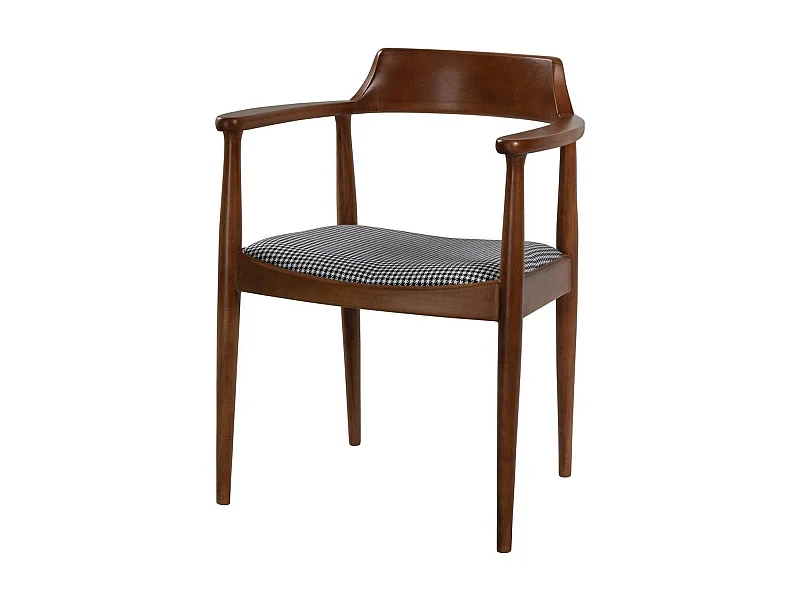 Chaise ronde avec accoudoirs - assise pied-de-poule TENA