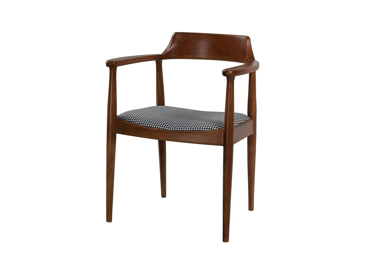 Chaise ronde avec accoudoirs - assise pied-de-poule TENA