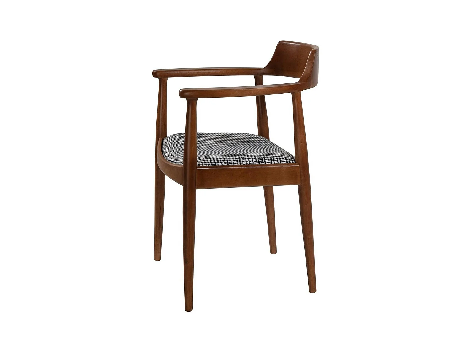 Chaise ronde avec accoudoirs - assise pied-de-poule TENA