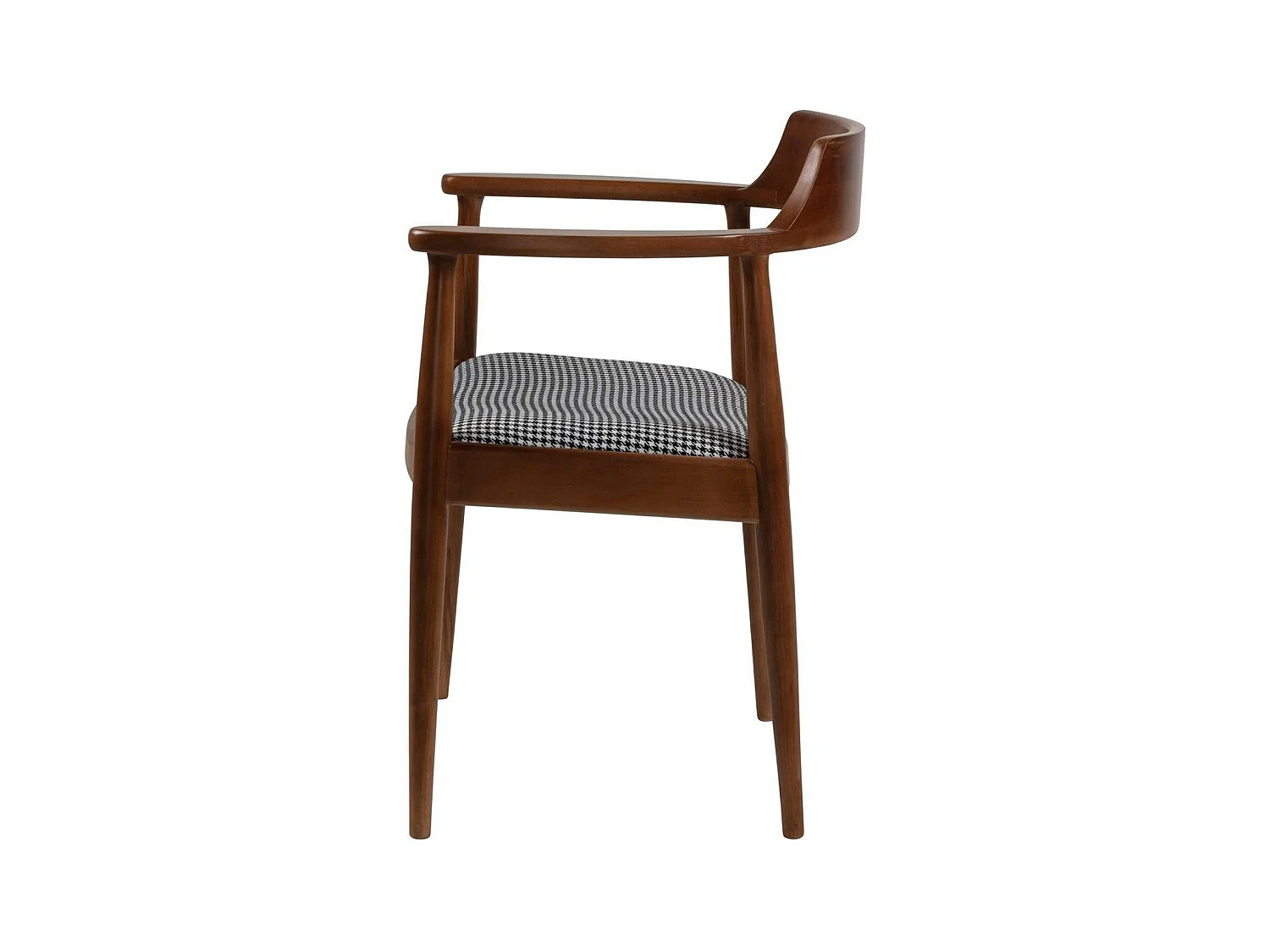 Chaise ronde avec accoudoirs - assise pied-de-poule TENA