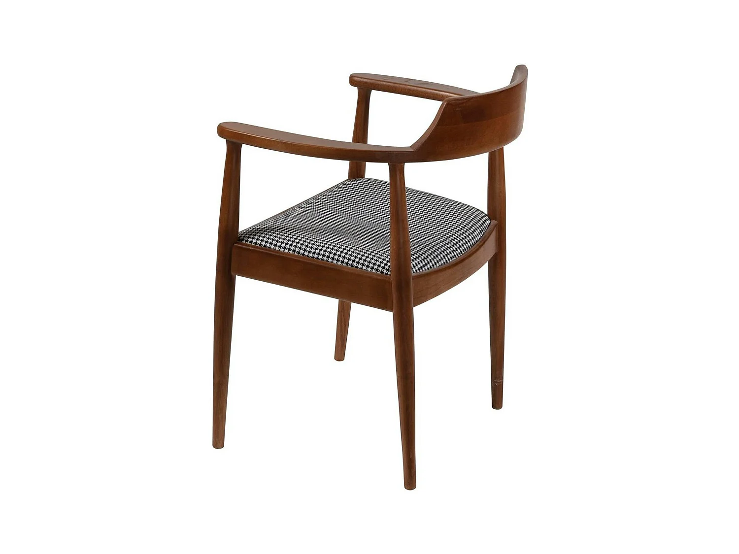 Chaise ronde avec accoudoirs - assise pied-de-poule TENA