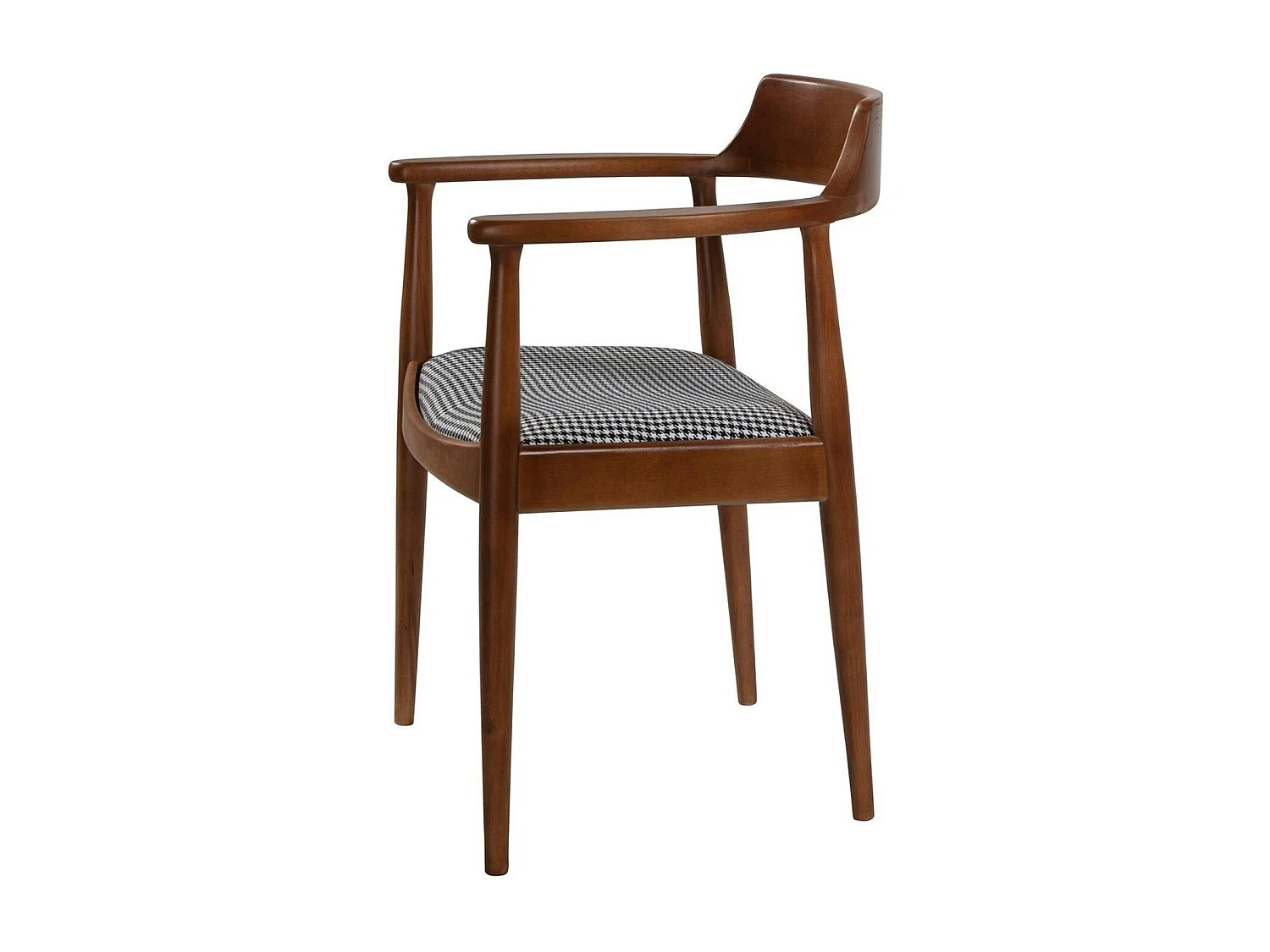 Chaise ronde avec accoudoirs - assise pied-de-poule TENA