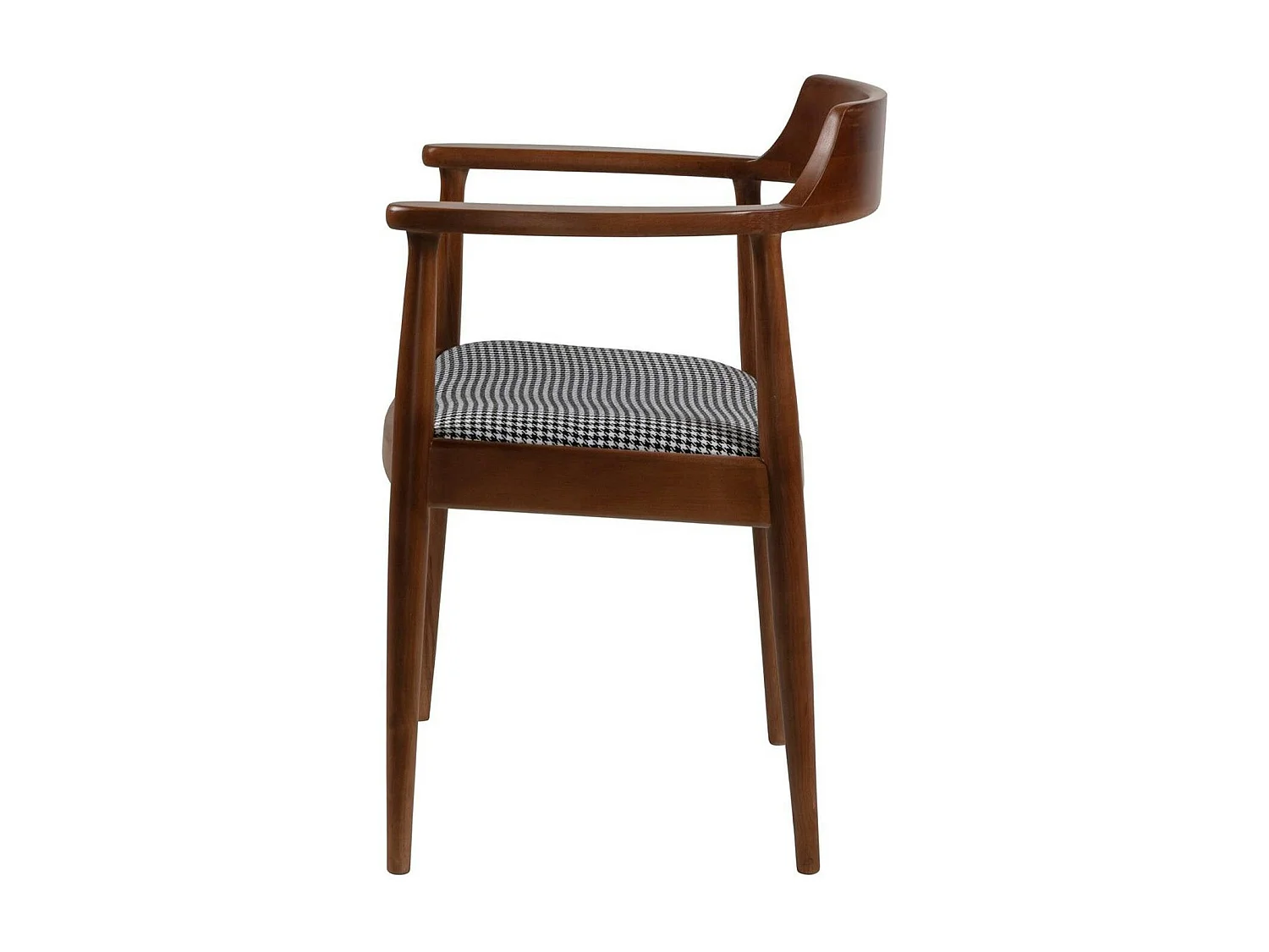 Chaise ronde avec accoudoirs - assise pied-de-poule TENA