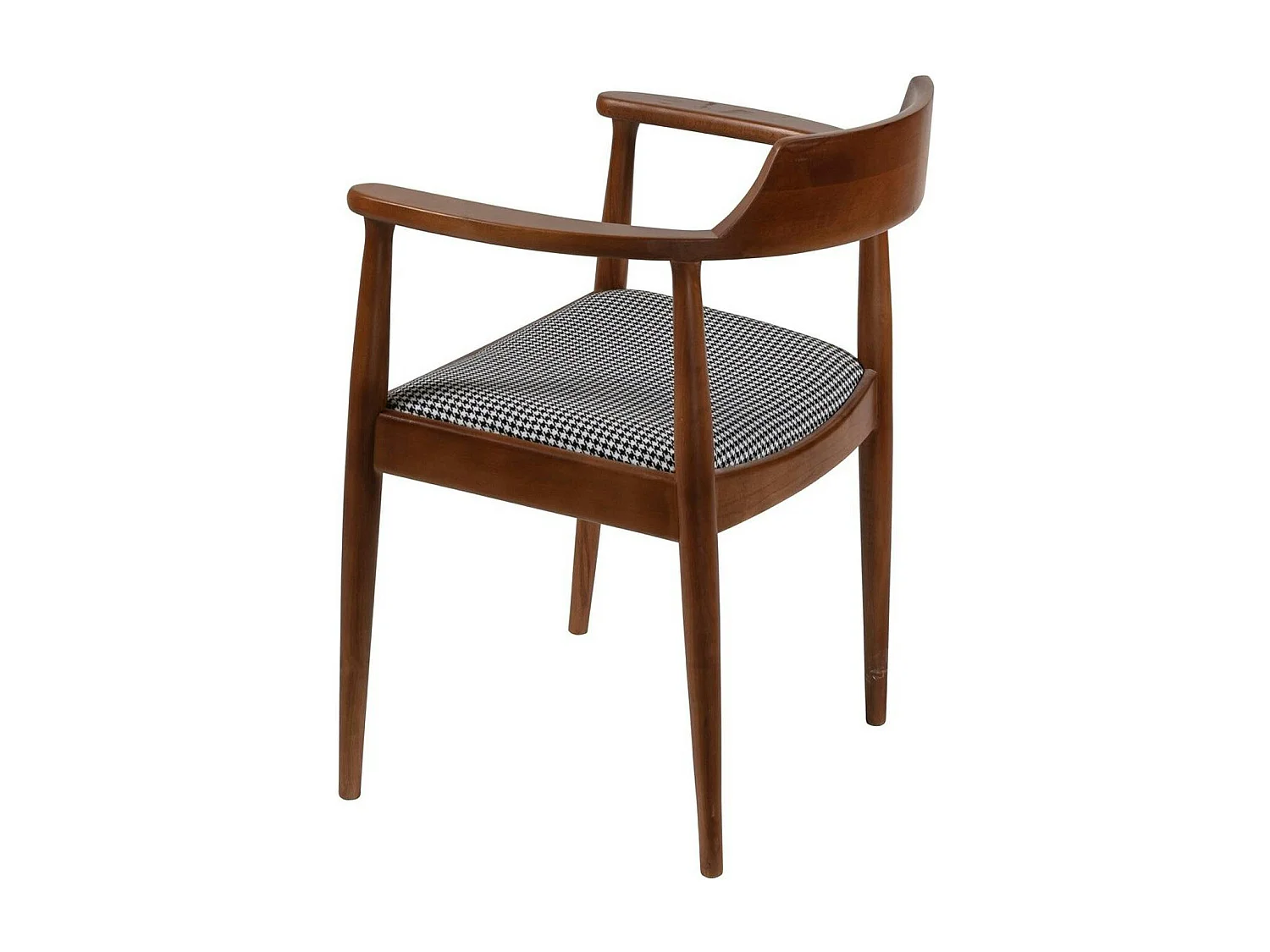 Chaise ronde avec accoudoirs - assise pied-de-poule TENA